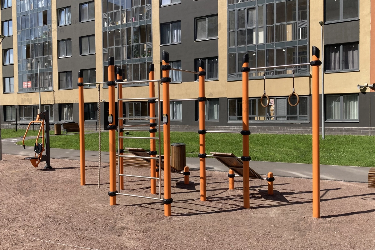 Воркаут «3 турника, канат, шведская стенка, кольца и 2 скамьи для пресса» - фото 7