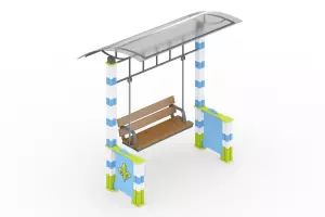 Качели-диван с навесом из кубиков