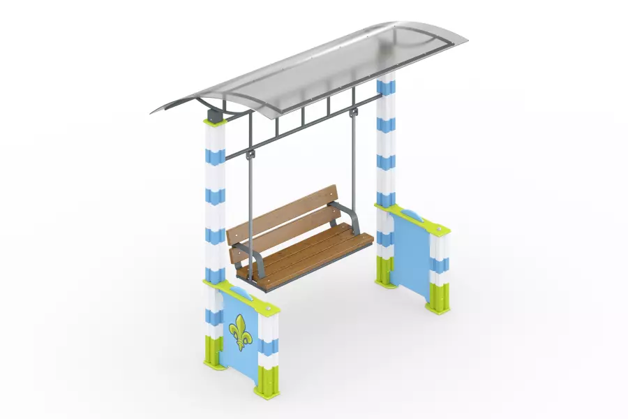 Качели-диван с навесом из кубиков