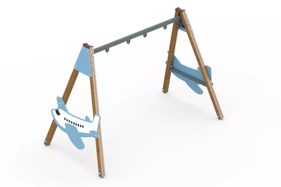 Качели деревянные «Аэропорт» с местом для 2 подвесов
