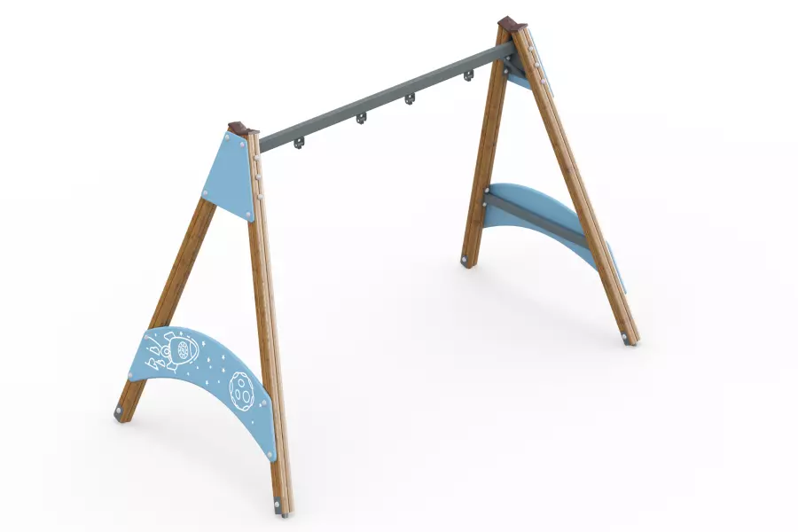 Качели деревянные «Космос» с местом для 2 подвесов