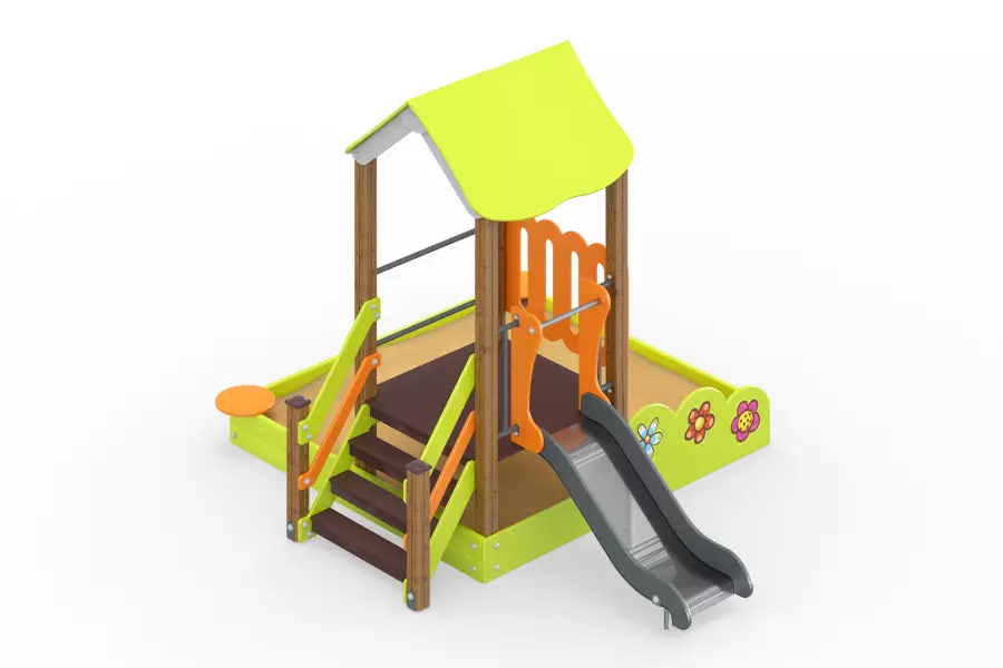 Песочный дворик с горкой «Ромашка»