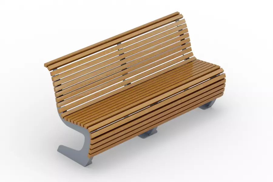 Скамья парковая на металлическом основании со спинкой