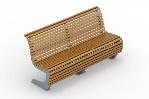 Скамья парковая на металлическом основании со спинкой