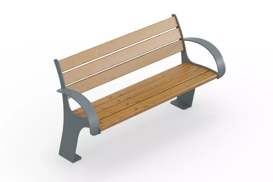 Скамья парковая на металлическом основании со спинкой тип-1