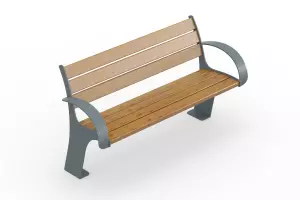 Скамья парковая на металлическом основании со спинкой тип-1