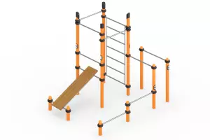 Воркаут «5 турников, шведская стенка, брусья и скамья для пресса»