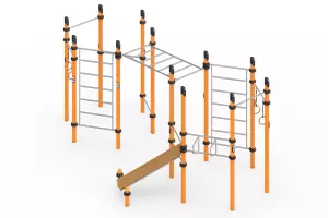 Воркаут «4 турника, 2 шведские стенки, 2 пары колец, рукоход и скамьи для пресса»