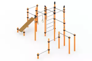 Воркаут «9 турников, шведская стенка, кольца, брусья и скамья для пресса»