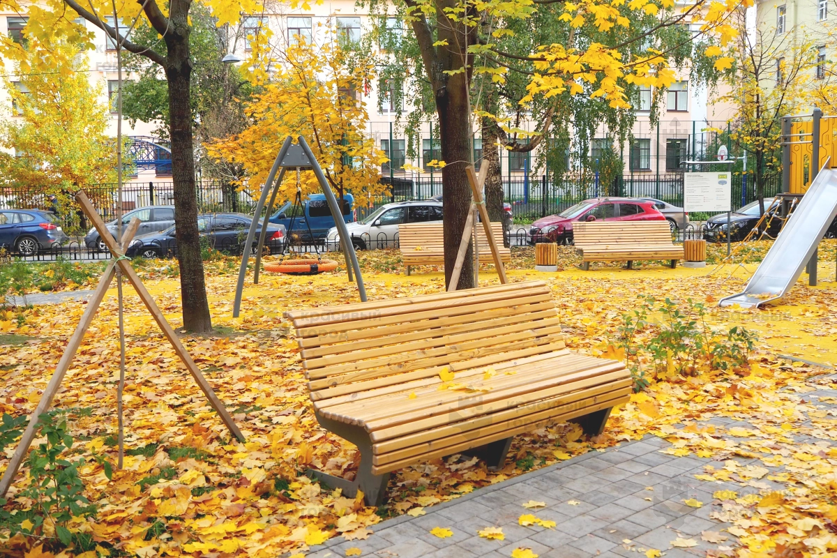 Скамья парковая на металлическом основании со спинкой - фото 3